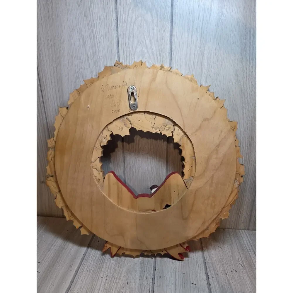 Vtg 2004 Handmade Wood Christmas Wreath Cardinals Birds Holiday Farmhouse 15
